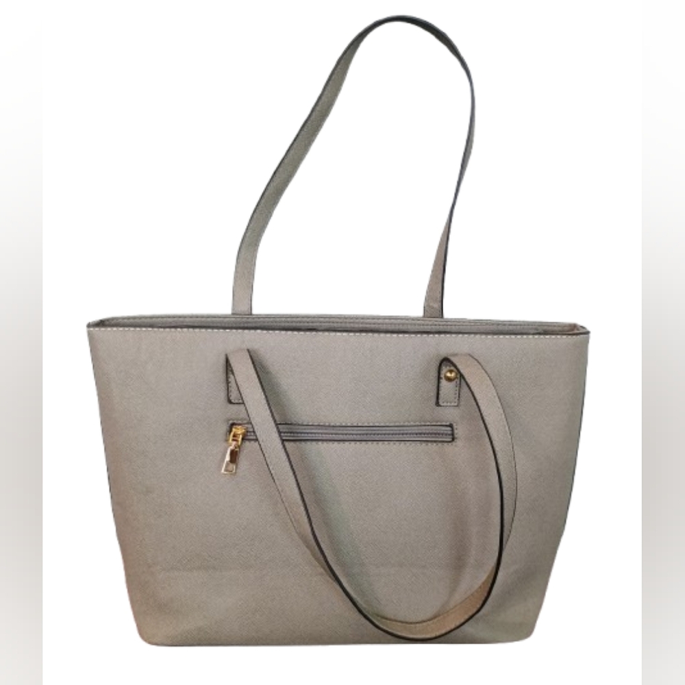 Elim & Paul Off-White Cream Gray Neutral Canvas Tote Bag - Picture 9 of 10